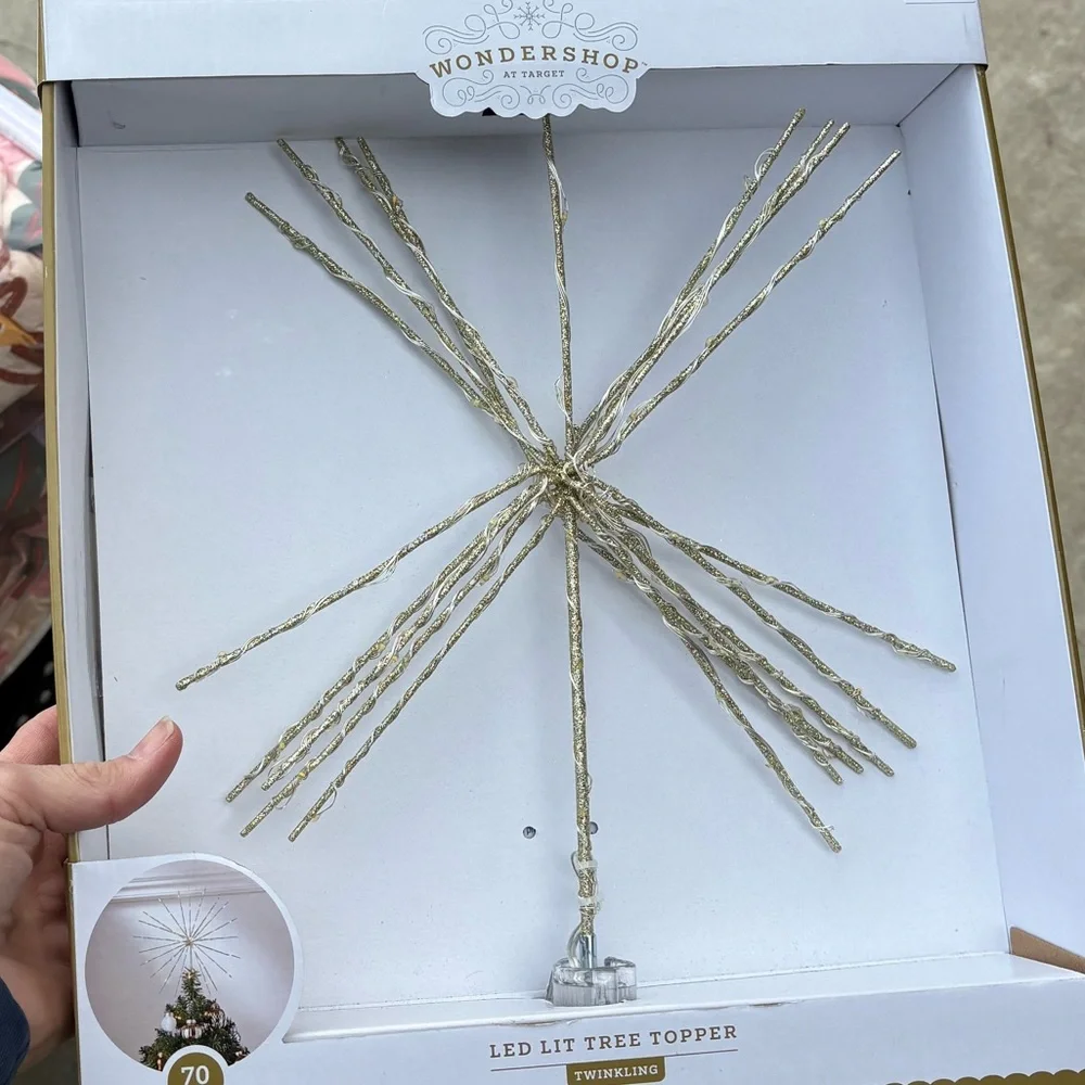 WONDERSHOP NEW 14” 70 lit twinkling starburst spikes tree topper